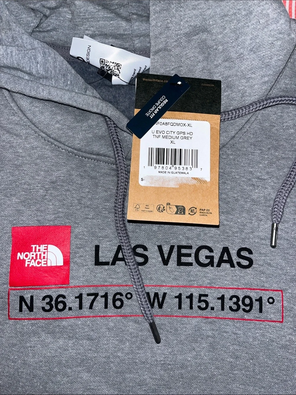 New gray men’s hiking North Face City Issue Las Vegas Hooded Hoodie Sweatshirt